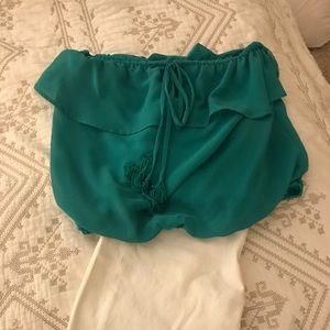 Turquoise Bebe strapless blouse
